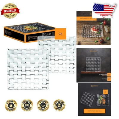 5.5-Inch Bossa Nova Square Platter Set - Woven Glass Beauty for Every Occasion