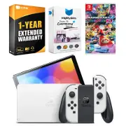 Nintendo Switch White OLED Console + Mario Kart 8 Deluxe Bundle