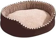 Pet Dog Bed for Cats & Dogs with Cozy Plush Cushion | Ultra Soft & Comfortable Indoor Cat Bed | High-Walls for Improved Sleep/Brown/Three Colors (Size : M)