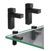 2 Pieces Black Floating Shelf Bracket AdjustableClamped Glass Shelves ,Heavy ...