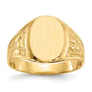 14K Yellow Gold 14.5x11.0mm Closed Back Men's Signet Ring