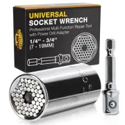 Universal Socket Wrench, 1/4'' - 3/4'' (7-19mm) - Professional Multi-Function...