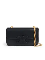Celine Chain Shoulder Bag Cuir Triomphe In Shiny Calfskin in Black