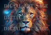 Stunning Lion Abstract Trippy Surreal Art 8X10 High-Quality AI Photo Print