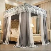 Bed Canopy Double-Layer Mosquito Net, 4-bar Support Bed Canopy, 2m High Dust-Proof Bed Curtain (Color : Style 4, Size : 180x200x200cm)