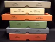 6 Assorted Coin Roll Tube Storage Boxes Bank Box 1c 5c 10c 25c 50c 1$ Rolls Case