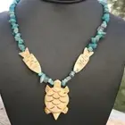 Southwestern Amazonite Gemstone Necklace Handmade Fish Pendant Silver Turtle