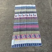 Urban Outfitters Aztec Print Cotton Throw Rug 2.5'x 5' Boho Flower Pink Blue