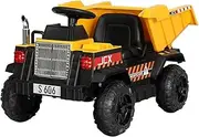 Rigo Kids Ride on Car Truck, 12V Battery Headlight Built-in Music 30kg Capacity Electric Cars for Toddlers Baby Walkers Little Tikes Rides Kid Toy Yellow