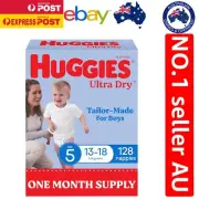 Rapid-Dry Boys Nappies Size 5 (13-18kg) - 128 Count for Overnight Protection