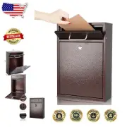 Elegant Outdoor Mailbox with Lock, 16.2" High Steel Design in Bronze Finish