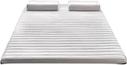 Dual Layer Mattress Topper Latex Memory Foam Mattress Topper Pad - 8cm Thick Full Latex Filling for Enhanced Sleep Pain Relief (White,47in)