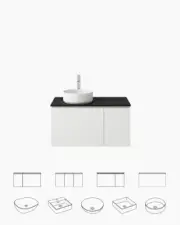 Modular White Vanity 900 Wall Mounted Fingerpull Door Soft Close Drawer