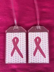 TWO LUGGAGE TAGS GOLF TENNIS GYM DIAPER BAG TAGS BREAST CANCER GREAT GIFTS