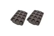2PK Daily Bake Professional Non-Stick 12-Cup Muffin Pan Mould Bakeware Black