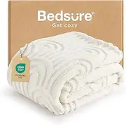 Bedsure White Throw Blanket for Couch - Super Soft Cozy Fleece Blankets for Women, Cute Small Blanket for Girls, Cream Blanket, 50x60 Inches
