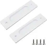 Pufguy 6" Sliding Barn Door Handle,Flush Pulls Set Heavy Duty Finger Pull for Drawers Cabinet Garages,2 Pcs,White