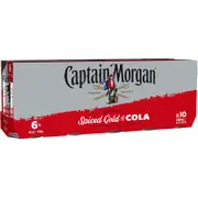Captain Morgan Spiced Rum & Cola 6% Can 330mL 10PK