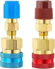 R1234YF Quick Coupler, R1234yf to R134a Adapter,1234yf to 134a Adapter High Low Side Connector Conversion Kit for AC Charging R-1234yf Refrigerant Air Conditioning System Hose Fitting (Blue and Red)