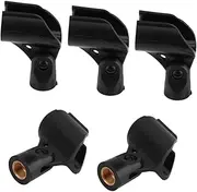 HAMPPLIES 5PCS Microphone Clip Holder with Plastic Adapters Durable Mic Mounts for Indoor Outdoor Performances Shock Drop Design for Radio and Stage Use