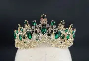 Emerald Crystal Wedding Crown Gold Bridal Crown Emerald Wedding Tiara