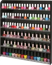 6 Tier Wall Mounted Black Acrylic Salon Nail Polish Rack, Display Shelf Storage
