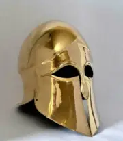 Medieval Greek Corinthian Helmet Museum Helmet 18 Gauge Steel Brass Coated Hallo
