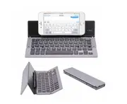 Bluetooth Folding Keyboard 3 System Universal Mobile Phone Tablet Aluminum Folding Wireless Keyboard-Grey