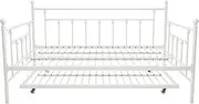 (White) - DHP Manila Full Size Metal Daybed and Twin Size Trundle, Multiple Colours