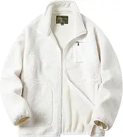 [Generic] Men's Fuzzy Sherpa Jacket Outwear Male Big and Tall Polar Fleece Lined Jacket Lightweight Fuzzy Coat for Men