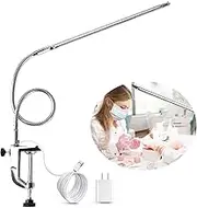 Brokimis Desk Light with Clamp, USB LED 8W Clip Nail Desk Lamp Eye Care Flexible Gooseneck 360° Clamp Light for Manicure Reading Eyebrow Office Tattoo