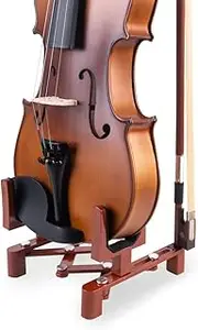 WESOLO Violin Stand Musical Instrument Stand with Bow Holder for Violin,Portable and Foldable (Red)