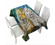 White and Orange Tigers in Love Tablecloth