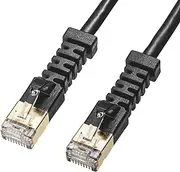 Sanwa Supply KB-T6ASYL-02BK 4-Way Fixed CAT6A STP LAN Cable (Black, 6.6 ft (2 m)