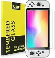 TJS [2 Pack] Screen Protector Tempered Glass for Nintendo Switch OLED Model 2021, [Works While Docking] - 0.3mm Thickness/Bubble Free/Ultra Clear/9H Hardness/Anti-Scratch/Anti-Fingerprint (Clear)