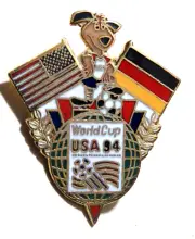 1994 US Germany World Cup Soccer Event Pin Flags & Striker Mascot Peter David