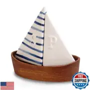 Mud Pie Sailboat Salt and Pepper Shaker, Dark Blue