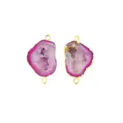 Natural Geode Druzy Gemstone Brass DIY Double Bail Making Connector Pair