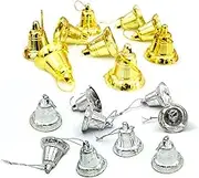 Gold Liberty Bells, 18 Pcs Mini Christmas Jingle Bells Christmas Hanging Ornaments for Christmas Decoration, Christmas Tree Pendant, Crafts Making, Home Decoration (Gold and Silver)