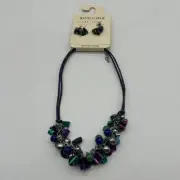 Sonoma Genuine Shell Blue Purple Green Necklace And Earrings Set NEW