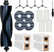 17 Pcs Accessories Kit Compatible with eufy Omni C20 Robot Vacuum Replacement Parts Included 1 Main Brush, 4 Side Brushes, 4 Dust Bags, 4 Mop Pads, 4 Washable Filters