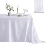 Counfeisly 1 Pack Rectangle Tablecloth Stain Resistant Wrinkle Free Silkly Soft Table Cloth, Satin Dining Table Cloths for Dining Room, Indoor and Outdoor Use, 60 x 102 Inches, White