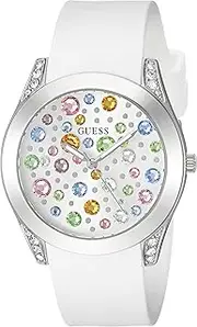 [GUESS] Silver-Tone and White Jeweled Watch