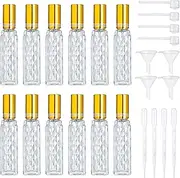 HDCRYSTALGIFTS 10 ml Glass Bottle Perfume Atomiser Refillable Spray Empty Bottles Fine Spray Atomiser Cosmetic Container for Travel, Pack of 12