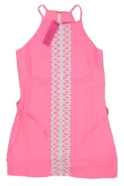 Lilly Pulitzer Drape Overlay Lattice Accent Front Zip Back Women's Romper NWT