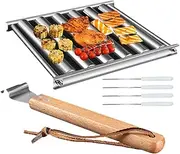 Sausage Roller,BBQ Hot Dog Griller | Stainless Steel Cook Tools with Wood Handle, BBQ Accessories for Camping