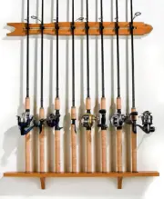 Modular Wall Rack for Fishing Rod Storage, Holds up to 8 Fishing Rods, Pine, ...