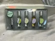 DKNY BE DELICIOUS APPLE ESSENCES 4 X 5ML EDP MINI ROLLERBALL (NEW WITH BOX)