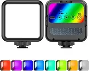 RGB Selfie Lights, Aonjrs LED Video Light 360° Full Color Portable Photography Lighting with 3 Cold Shoe, 1800mAh Rechargeable/CRI 95+/20+ Scene Modes/3000K-6000K/ Dimmable Camera Fill Light