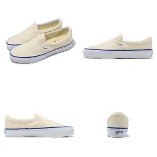 【VANS】休閒鞋 Slip-On Reissue 98 男鞋 女鞋 米白 藍 帆布 無鞋帶 懶人鞋 情侶鞋(VN000CSEOFW)